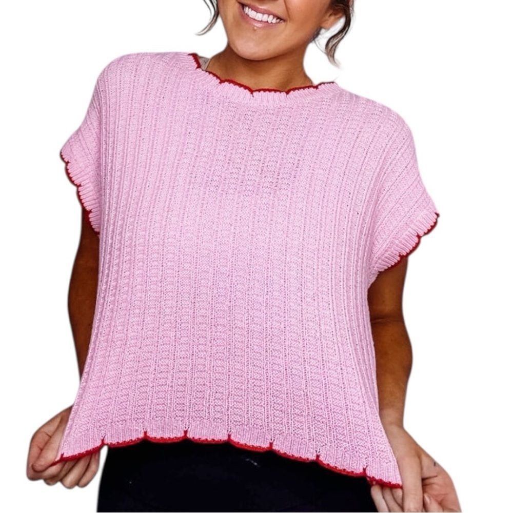 Pink Red Textured Light Weight Sweater Dolman Top NWT | SO ME - Picture 10 of 15